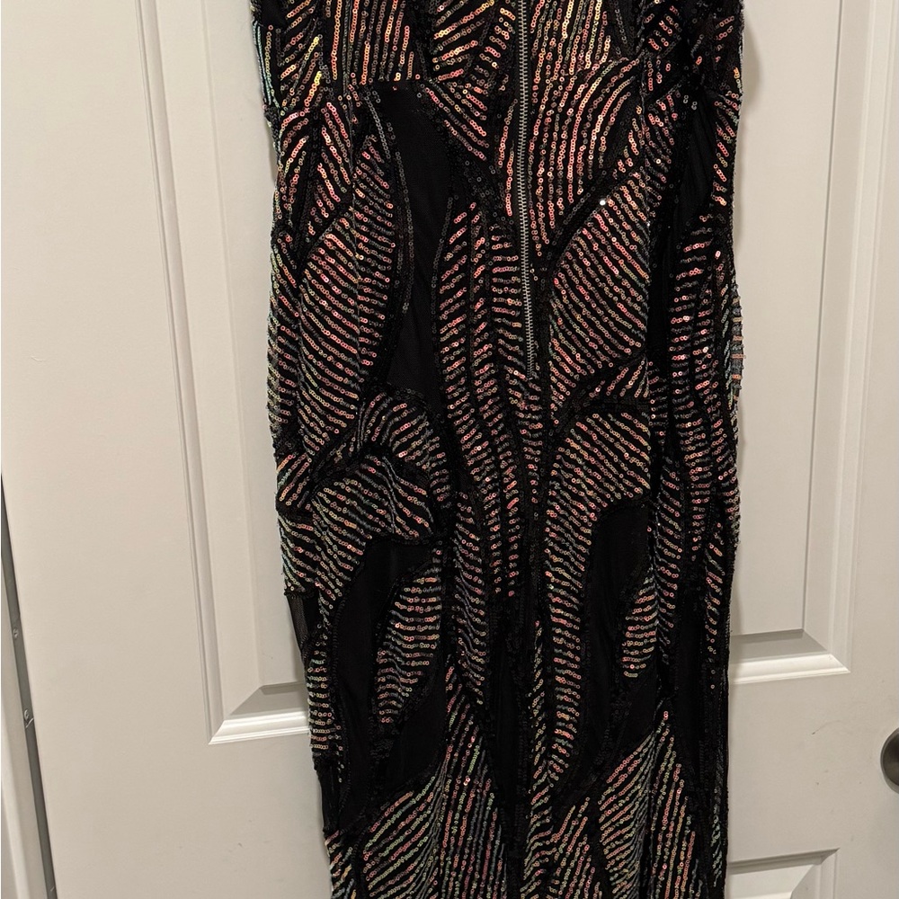 Elegant Black and Multicolor Sequin Dress